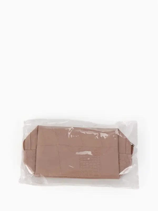 Косметичка ONE COLOR, на молнии, искусственная кожа, бежевая