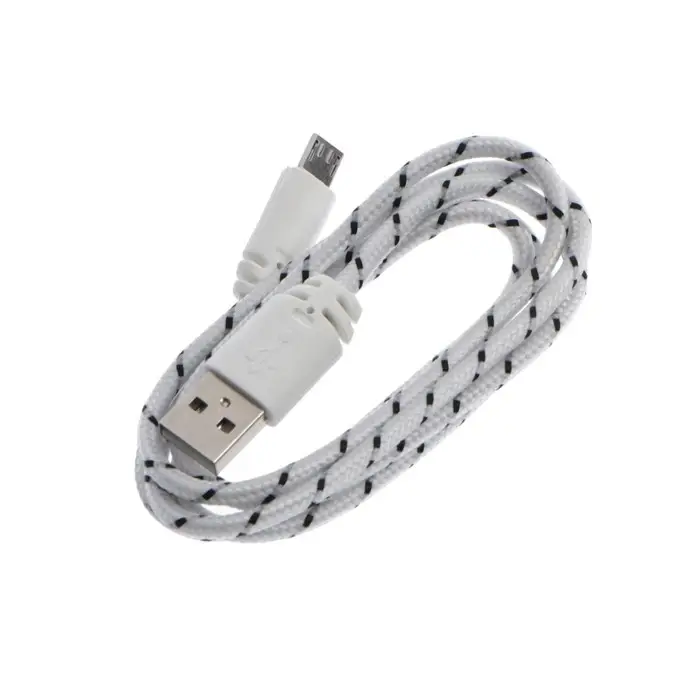 Кабель Luazon, microUSB - USB, 1 А, 0.9 м, оплётка нейлон, белый