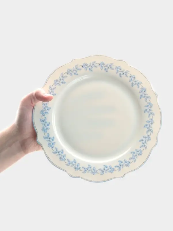 Тарелка WY Royal blue, d=20 см, фарфор, белая