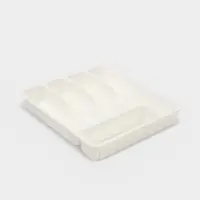 Лоток для столовых приборов раздвижной Виолет, 5 секций, пластик, 33&times;29.5&times;5.3 см, белый