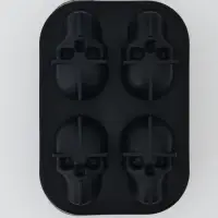 Форма для льда с воронкой &laquo;Череп&raquo;, силикон, 11&times;8&times;4.5 см, 4 ячейки (4.4&times;2.7 см), чёрная