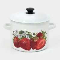 Кастрюля эмалированная, 6 л, d=23.5 см, с крышкой, белая