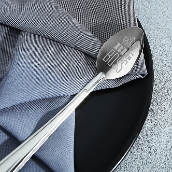 Ложка чайная с гравировкой «Big boss», на подарочной открытке, 3 х 14 см. Ложка чайная с гравировкой «Big boss», на подарочной открытке, 3 х 14 см.