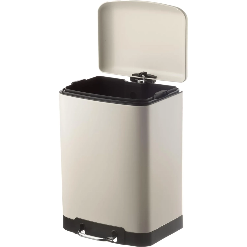 Ведро мусорное с педалью и доводчиком Luscan 12л,бежевое,прямоуг,металл