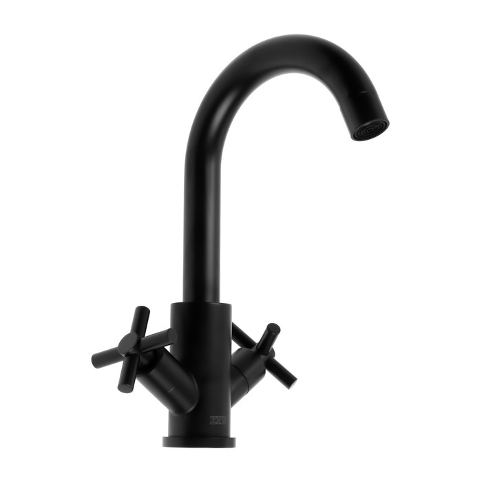 Смеситель для раковины ZEIN Z15F, корот излив, кран-букса 1/2 Смеситель для раковины ZEIN Z15F, корот излив, кран-букса 1/2", нержавеющая сталь, черный