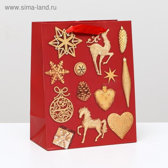 Пакет ламинированный "Новогодний декор", 18 x 23 x 10 см