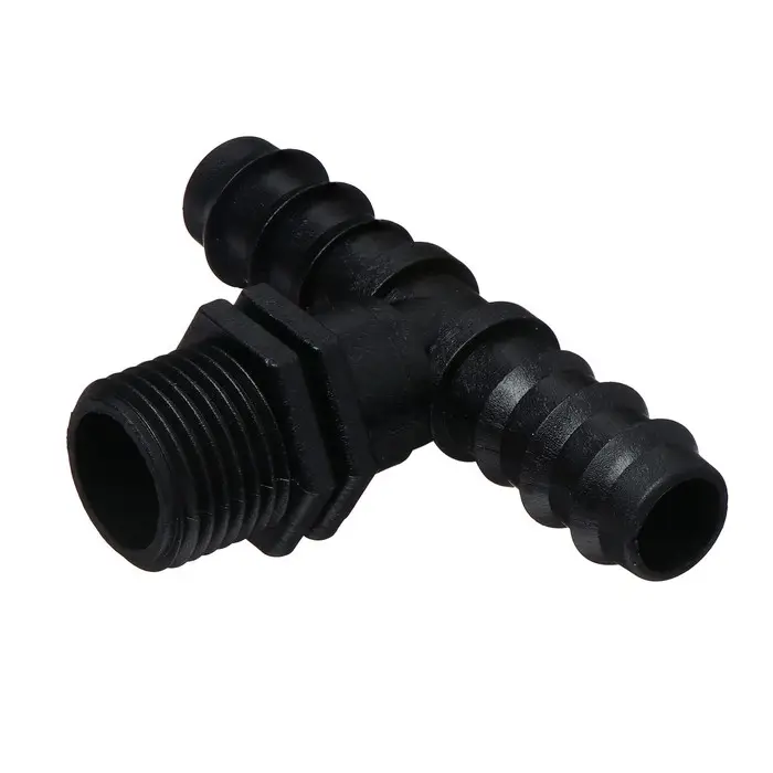 Тройник Т-образный, наружная резьба 1/2 Тройник Т-образный, наружная резьба 1/2", для шлангов 1/2" (12 мм), пластик