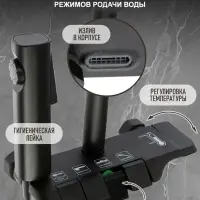 Душевая система ZEIN Z3684, верхняя и ручная лейка, ПВХ шланг, гигиенический набор, черная