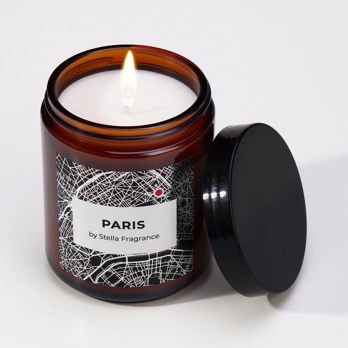 Свеча ароматическая в банке  Свеча ароматическая в банке "PARIS", ваниль, мускус, 250 г