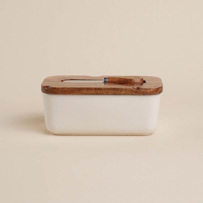 Паштетница фарфоровая с ножом SL Home «Южная акация», 2 предмета: паштетница с деревянной крышкой 650 мл, нож 12,3×3 см Паштетница фарфоровая с ножом SL Home «Южная акация», 2 предмета: паштетница с деревянной крышкой 650 мл, нож 12,3×3 см