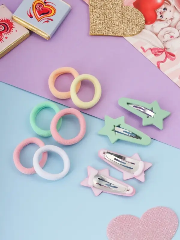 Набор для волос «Аделия», 10 резинок 3 см, 4 невидимки 3.5 см, звезда колор, МИКС