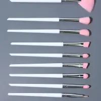 Набор кистей для макияжа COLOR POWER pink, 10 шт., в чехле, белый