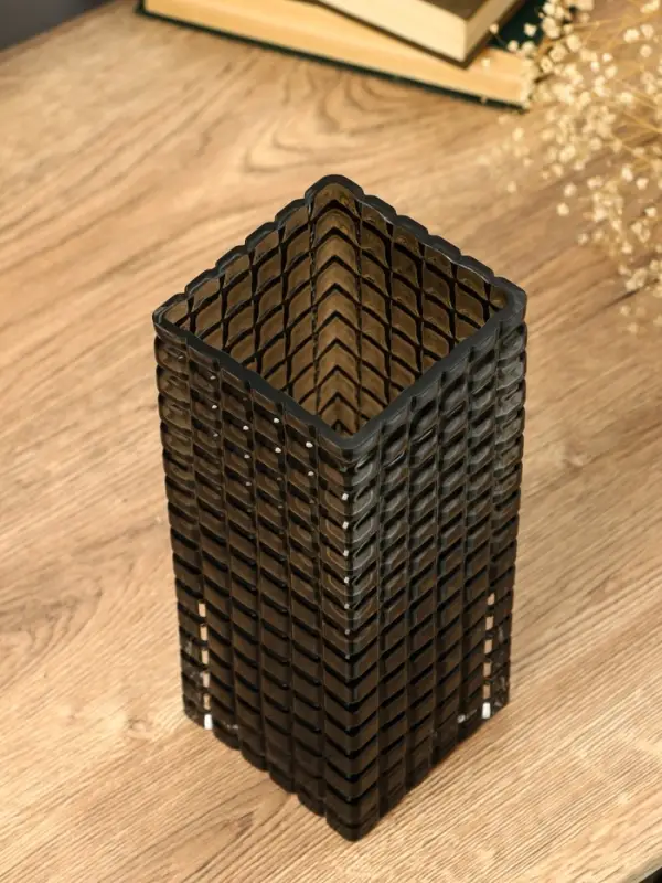 Ваза стекло настольная  Ваза стекло настольная "Валери" кубики, 24,5х10 см, серый