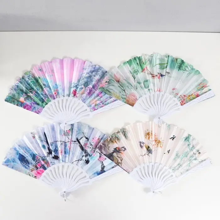 Веер пластик, текстиль Веер пластик, текстиль "В тропиках" МИКС 23 см