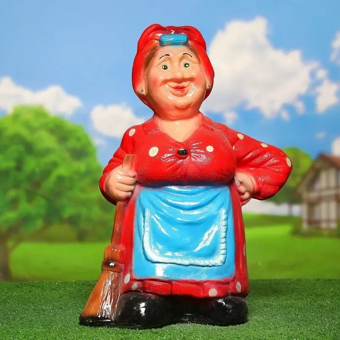 Садовая фигура из гипса «Тёща с метлой средняя», 59×25×40 см, МИКС Садовая фигура из гипса «Тёща с метлой средняя», 59×25×40 см, МИКС