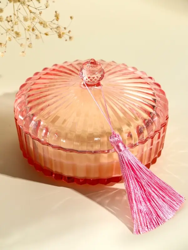 Ароматическая свеча в шкатулке &laquo;Розовая&raquo;, 3 фитиля, сладкий апельсин, 13.3&times;13.3&times;9.5 см