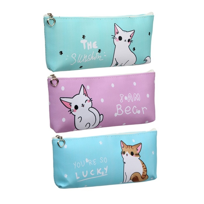 Пенал школьный на молнии Пенал школьный на молнии "Котик", МИКС