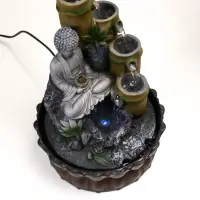 Фонтан настольный &laquo;Серый будда и фонтан из бамбука&raquo;, от сети, 28&times;20.5&times;20.5 см