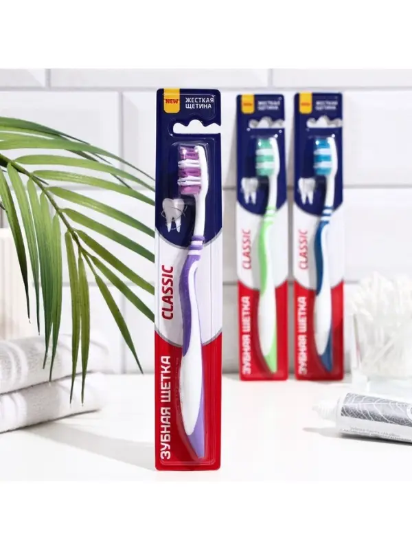 Зубная щётка Rendall Classic, жёсткая, 1 шт. МИКС