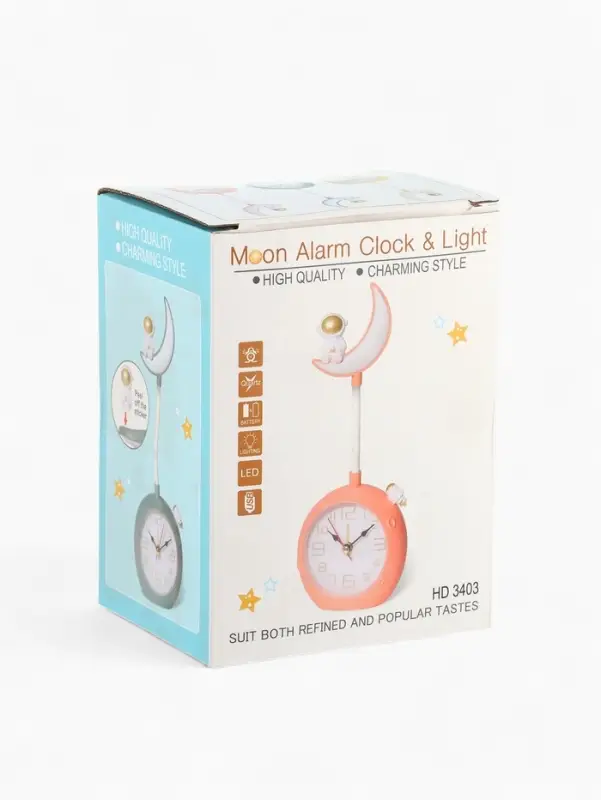 Часы - будильник &laquo;Полумесяц&raquo;, детские, подсветка, 2 режима, циферблат d=9 см, 9.8&times;31.5 см