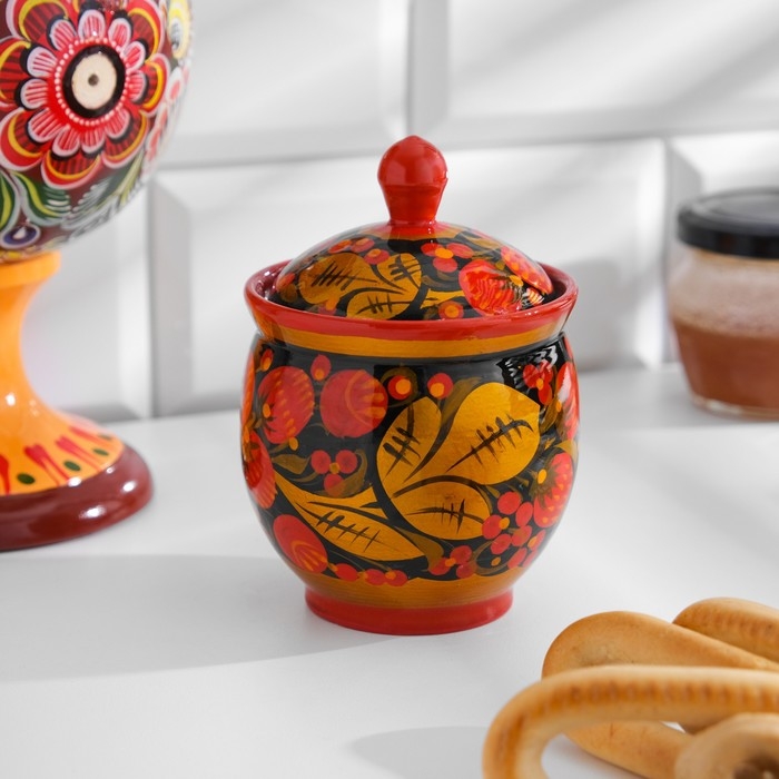 Чайница, 11х9 см, хохлома