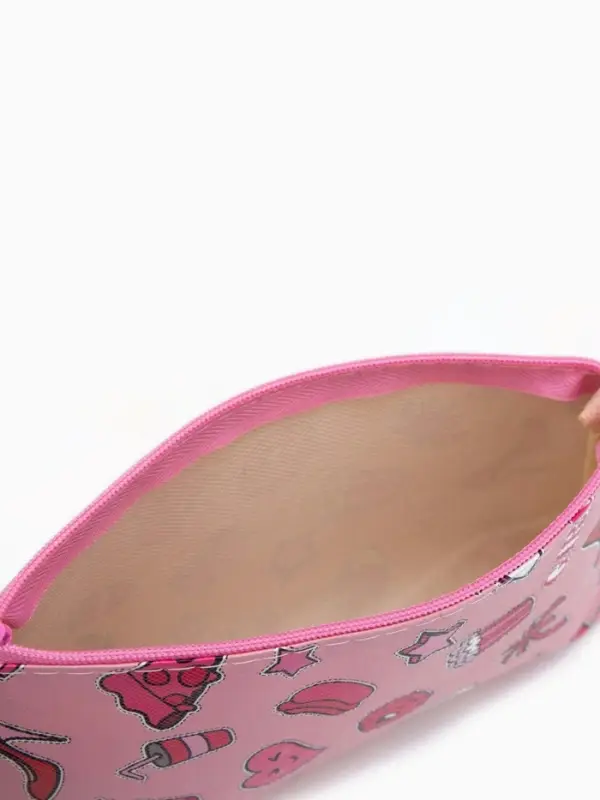 Косметичка - пенал GIRL, на молнии, плоская, маленькая, розовая