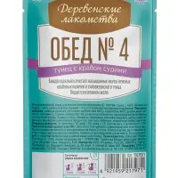 Влажный корм для кошек &laquo;Деревенские Лакомства&raquo;, тунец с крабом сурими, пауч, 50 г