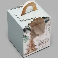 Складная коробка для 1 капкейка &laquo;Счастливого Нового года!&raquo;, 9 &times; 9 &times; 11 см