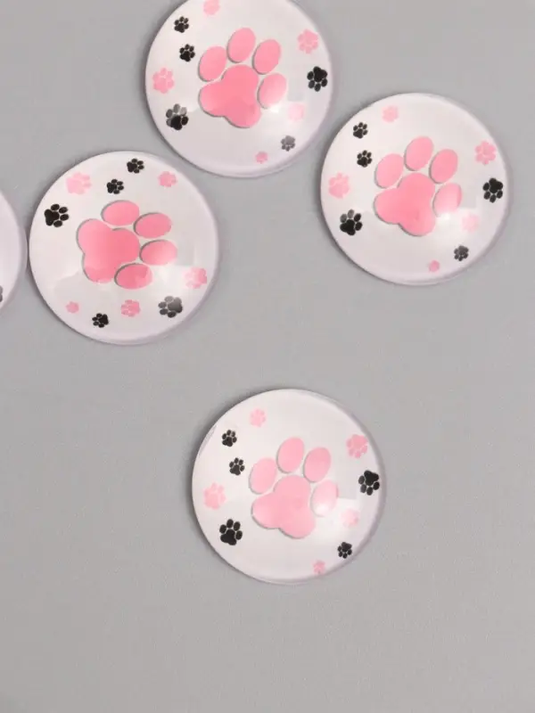 Кабошон стекло для творчества Кабошон стекло для творчества "Круг. Следы кошки" 3х3 см