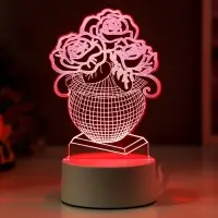 3D-светильник настольный светодиодный RISALUX &laquo;Ваза с цветами&raquo;, LED, RGB, от сети