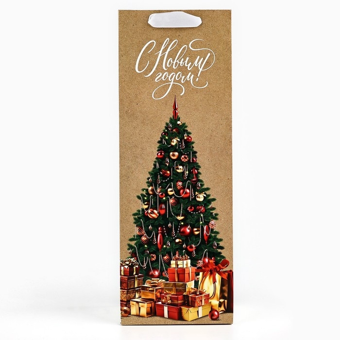 Пакет под бутылку «Новогодние подарки», ёлка, 13 х 36 х 10 см , Новый год Пакет под бутылку «Новогодние подарки», ёлка, 13 х 36 х 10 см , Новый год