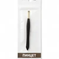 Пинцет прямой, узкий, 9 см, цвет чёрный/золотистый