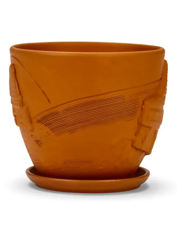 Горшок цветочный с поддоном 2,5 л, d18/h16 см терракот керамика, Горшок цветочный с поддоном 2,5 л, d18/h16 см терракот керамика, "Голландия" (М)