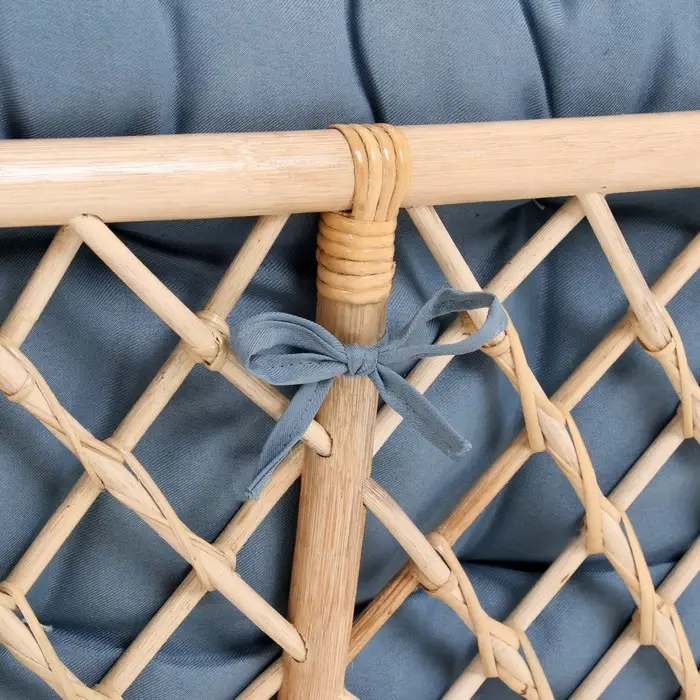 Набор садовой мебели "Bagama": 2 кресла, диван, стол, ротанг светлый, подушки серо-голубые