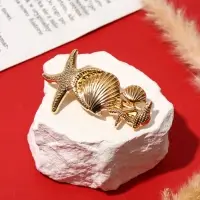 Заколка-автомат для волос "Лейла море" ассорти, 7,5 см, золото