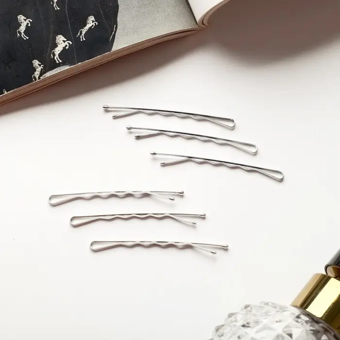 Невидимки для волос «Классика перламутр», набор 20 шт., 5 см, серебро