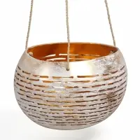 Подсвечник подвесной из кокоса, 12-15 см, золотисто-белый