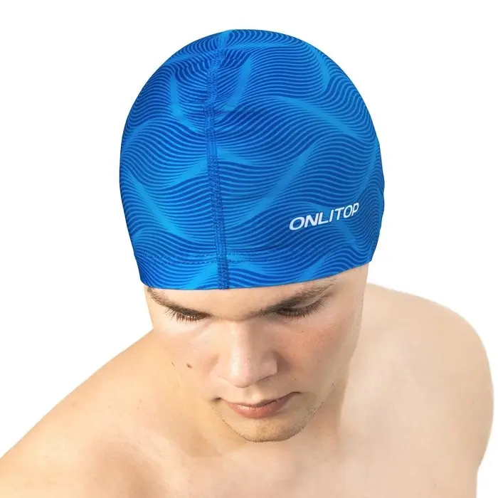 Шапочка для плавания мужская ONLYTOP Swim, тканевая, обхват 54-60 см