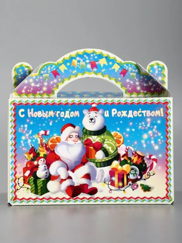 Подарочная новогодняя коробка «Яркий Новый год», Чемоданчик средний 20×12×19 см Подарочная новогодняя коробка «Яркий Новый год», Чемоданчик средний 20×12×19 см