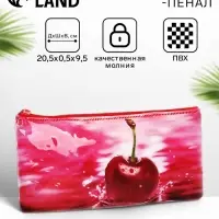 Косметичка - пенал на молнии, средний размер, с ярким рисунком, красная