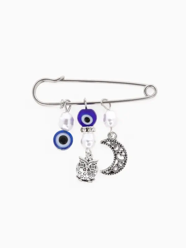 Булавка оберег &laquo;На счастье и удачу&raquo;, 5 см, синяя в серебре