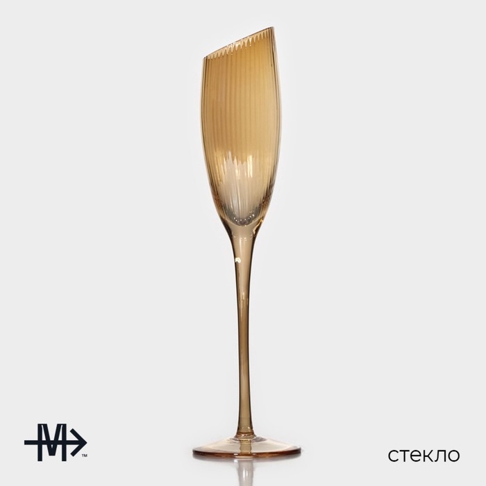 Набор бокалов для шампанского стеклянный Magistro «Иллюзия», 180 мл, 5,5×27,5 см, 2 шт, цвет золотой Набор бокалов для шампанского стеклянный Magistro «Иллюзия», 180 мл, 5,5×27,5 см, 2 шт, цвет золотой