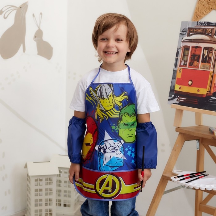 Фартук с нарукавниками детский «Команда Мстители», 49х39 см Фартук с нарукавниками детский «Команда Мстители», 49х39 см
