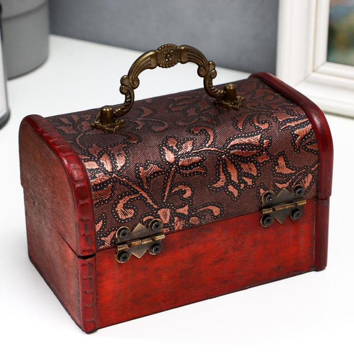 Шкатулка дерево сундучок с ручкой  Шкатулка дерево сундучок с ручкой "Ветвь" 9,4х13,8х9,7 см