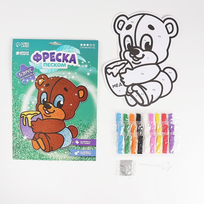 Фреска для самых маленьких «Мишка» + блёстки Фреска для самых маленьких «Мишка» + блёстки