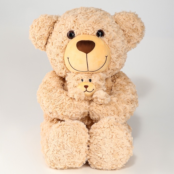 Мягкая игрушка &laquo;Медведь&raquo;, с медвежонком, 65 см, цвет бежевый