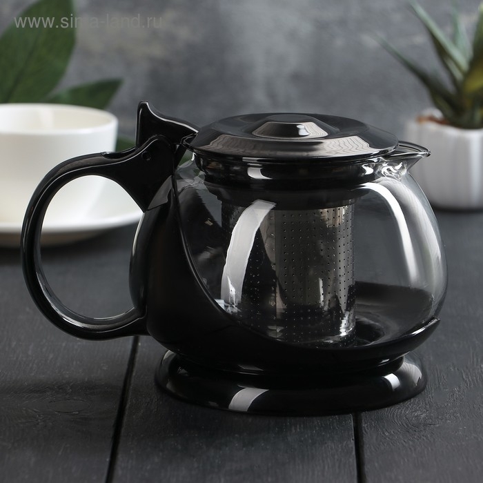 Чайник заварочный «Бетти», 800 мл, с ситечком, цвет черный Чайник заварочный «Бетти», 800 мл, с ситечком, цвет черный