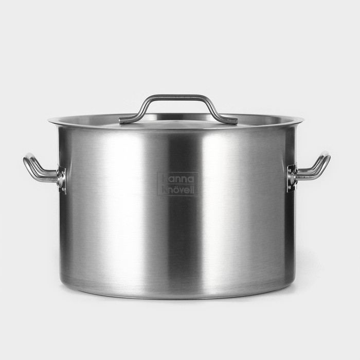 Кастрюля из нержавеющей стали Hanna Knövell, 25 л, d=36 см, h=24 см, толщина 0,8мм, дно ТРС, толщина дна 4,4 мм, 201 сталь, металлическая крышка, индукция Кастрюля из нержавеющей стали Hanna Knövell, 25 л, d=36 см, h=24 см, толщина 0,8мм, дно ТРС, толщина дна 4,4 мм, 201 сталь, металлическая крышка, индукция