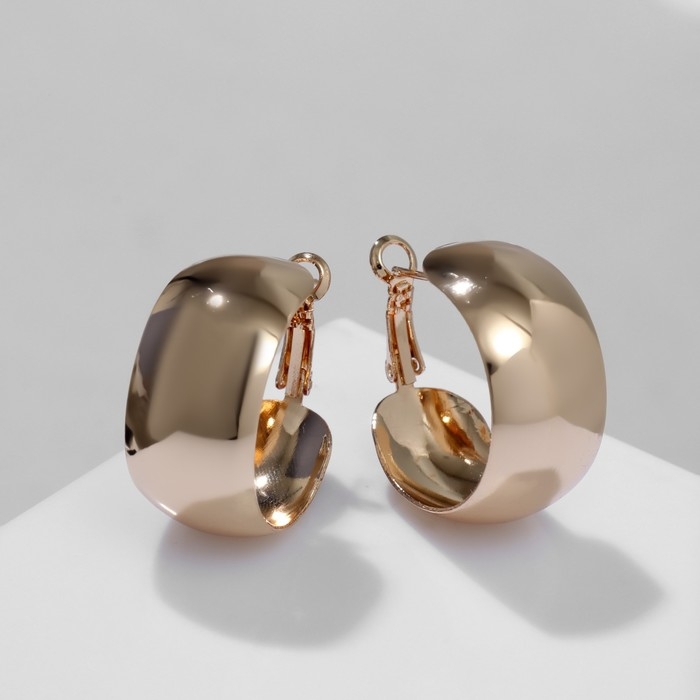 Серьги-кольца «Выпуклые» широкие, цвет золото, d=3 см Серьги-кольца «Выпуклые» широкие, цвет золото, d=3 см