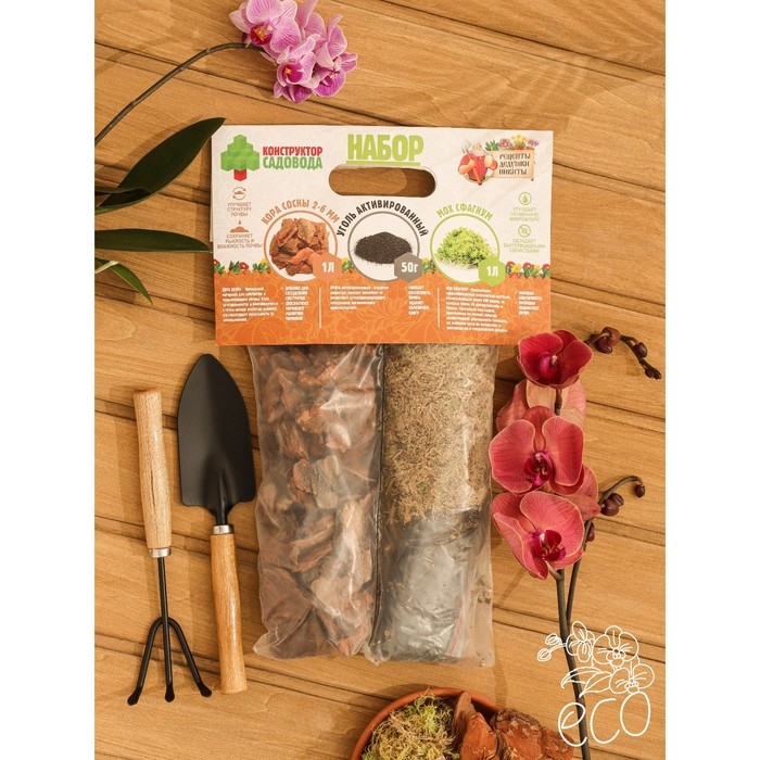 Набор для орхидей Кора 2-6 фр+Мох+ Уголь. 50 г.  Набор для орхидей Кора 2-6 фр+Мох+ Уголь. 50 г. "Рецепты Дедушки Никиты" 1+1 л.